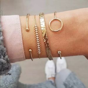 4 Piece Leafy Rhinestone Bangle Set